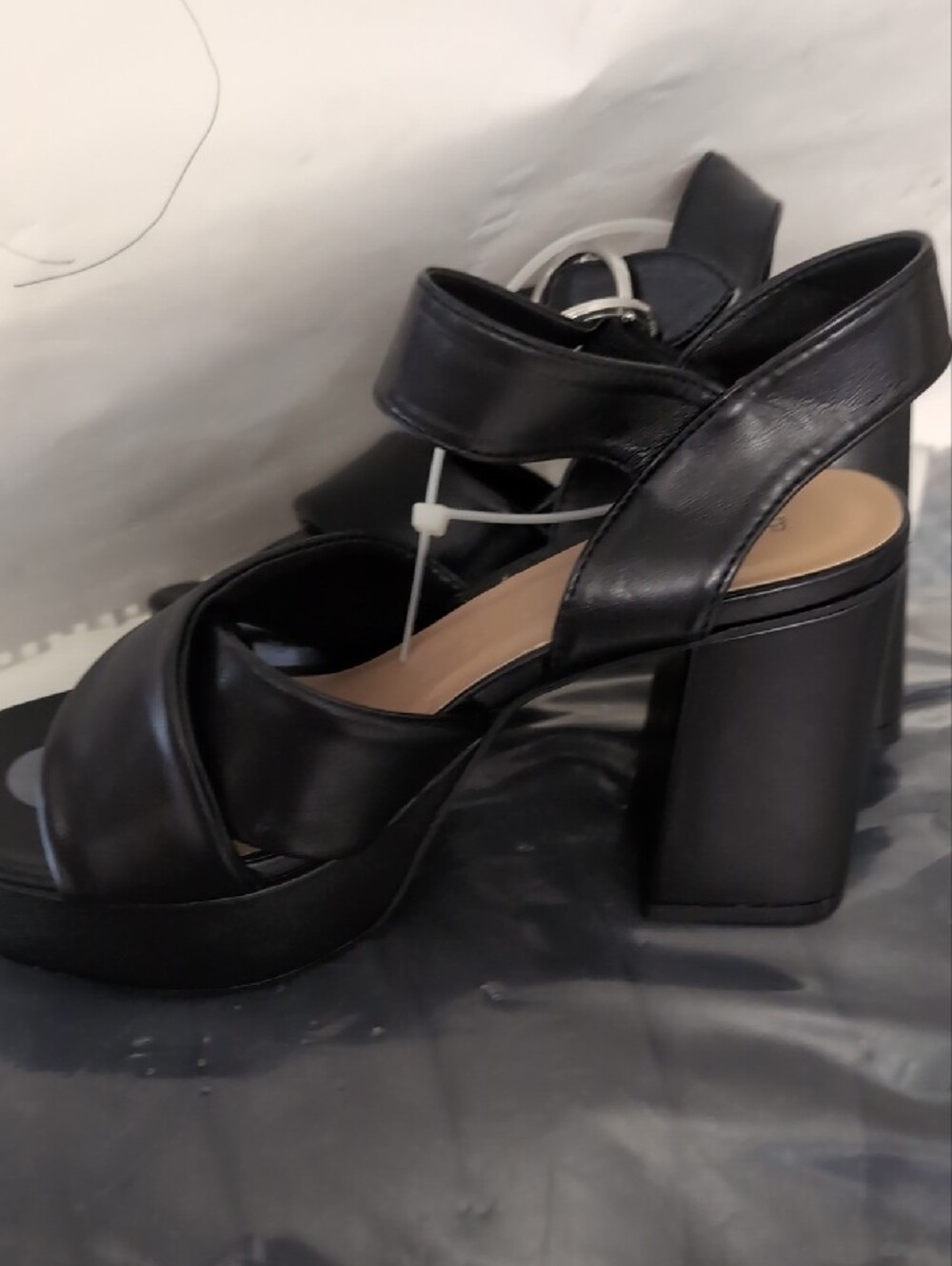 BAMBOO Black Platform Block Heel Sandals - Picture 3 of 5